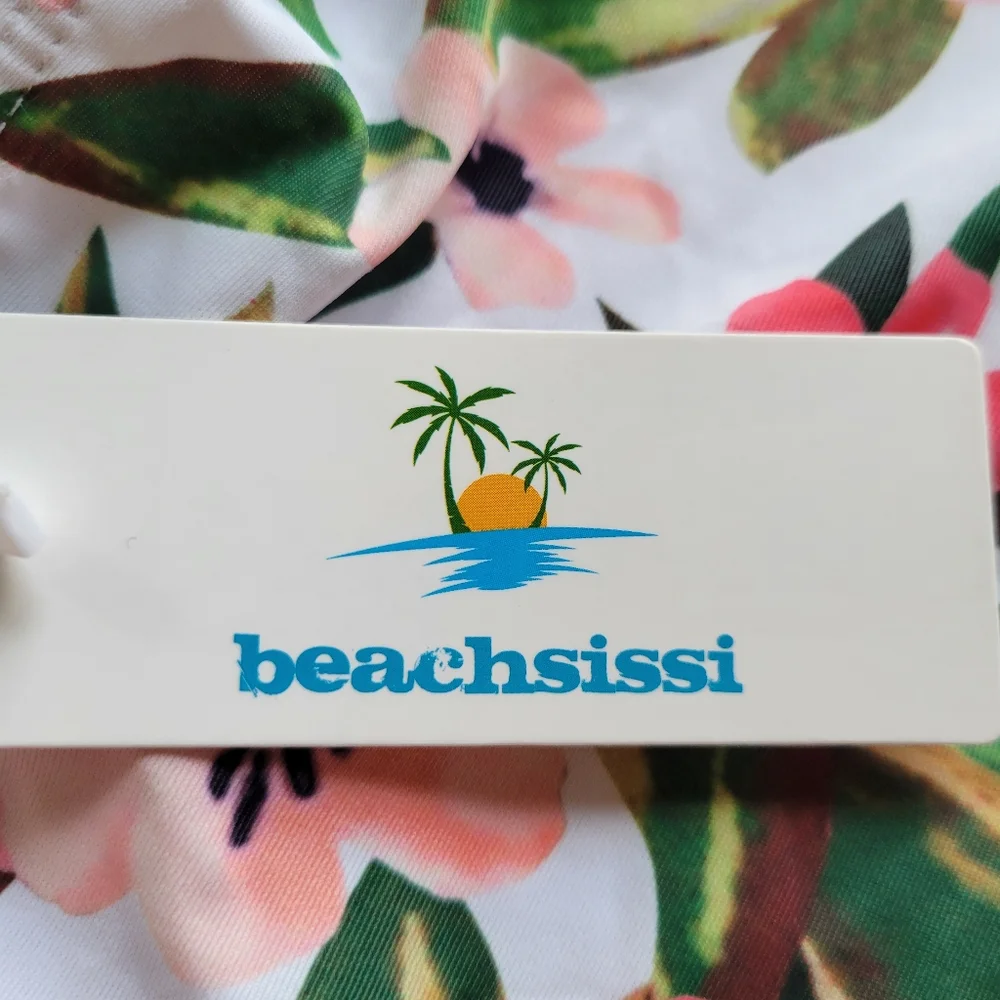 🌟 NWT BEACHSISSI ⛱️ One Piece Flirty Floral Women's Swimwear Size M Ruffles - Picture 6 of 8